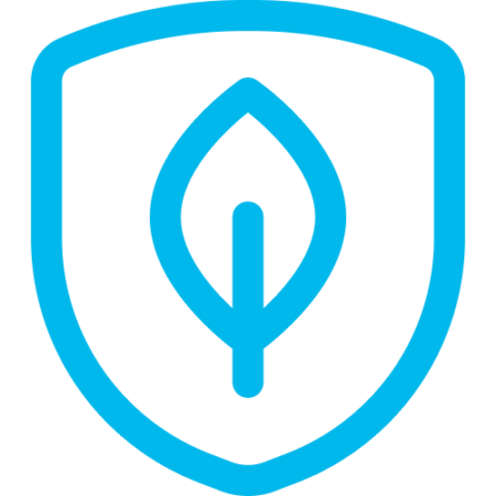 Graphik eines Blattes in einem Wappen in hellblau