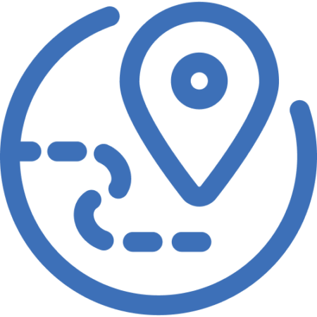 Graphik eines Kreises mit einem Weg eingezeichnet und einem Endpunkt in blau